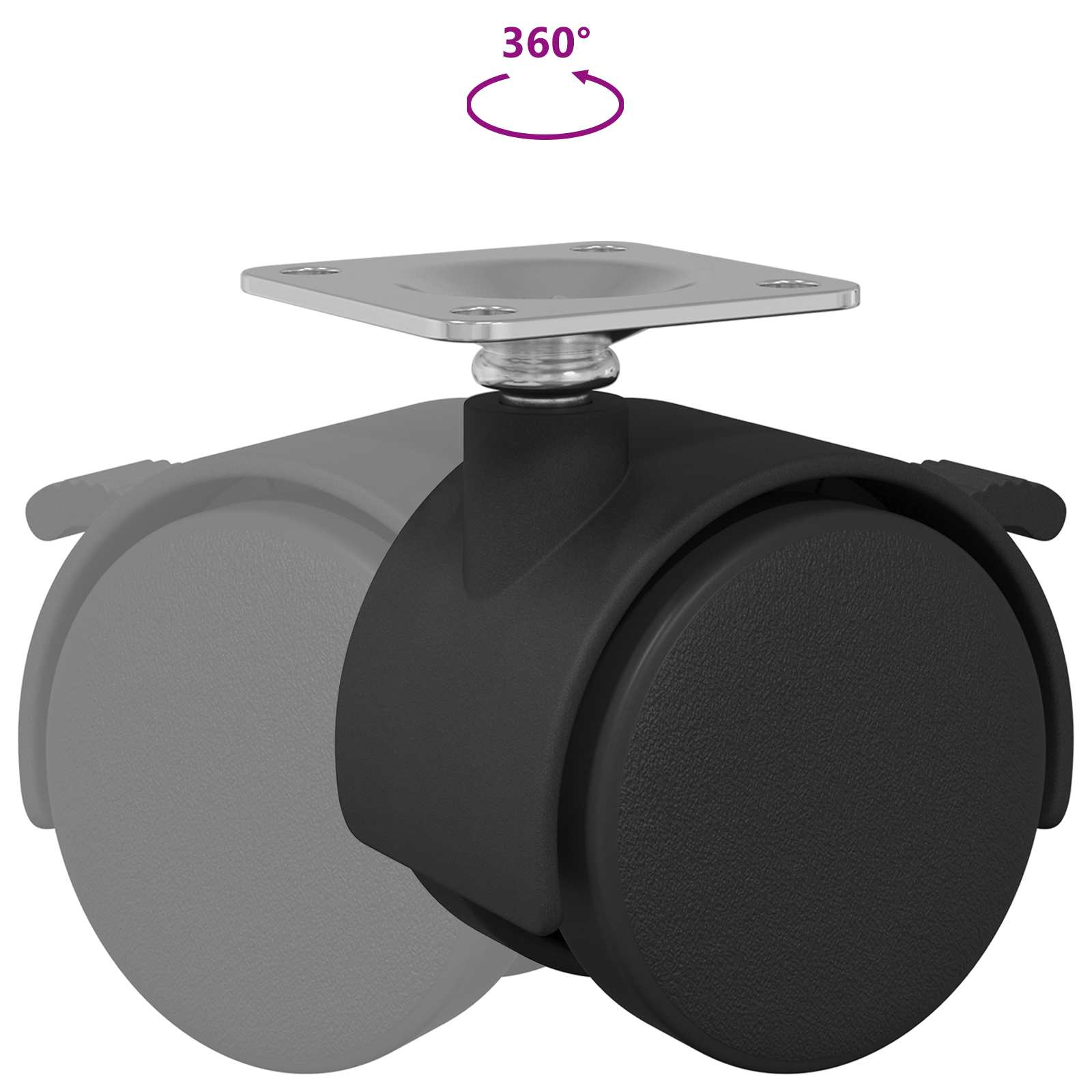 Kotač 12 pcs Crna 39,5 x 39,5 x 37,8 mm Čelik i polipropilen