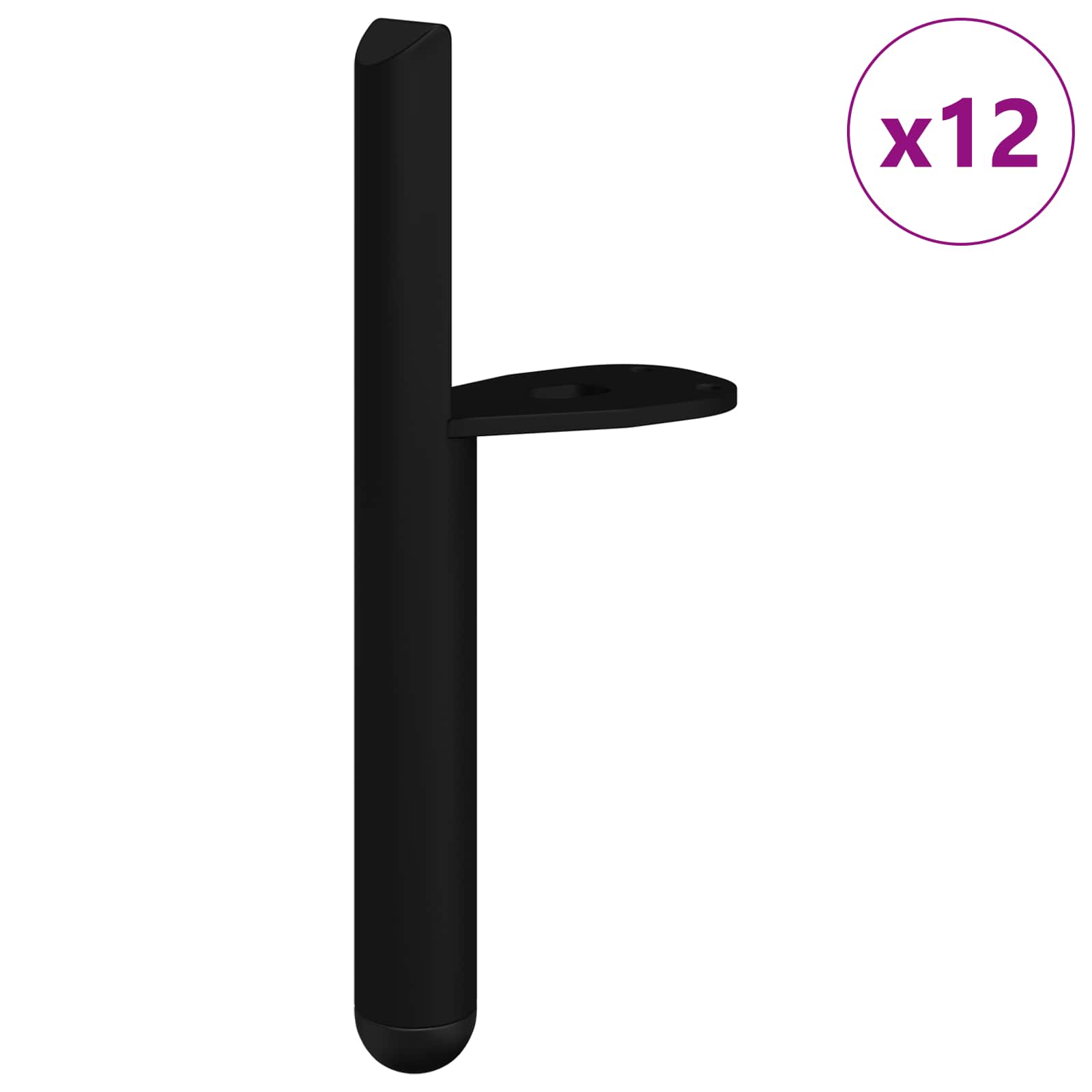Noge namještaja 12 pcs Crna 66 x 36 x 160 mm Željezo