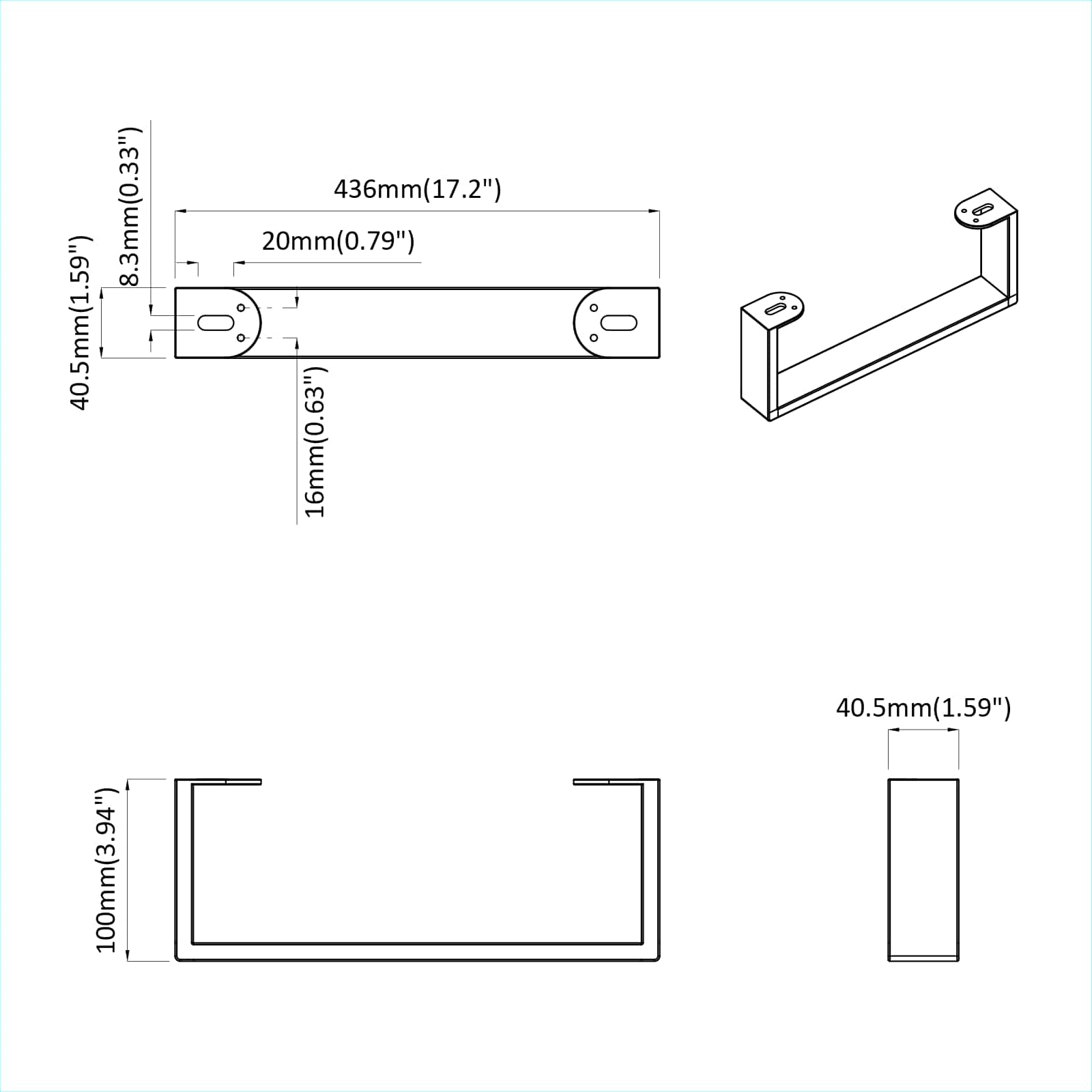 Noge namještaja 12 pcs Crna 436 x 40,5 x 100 mm Željezo