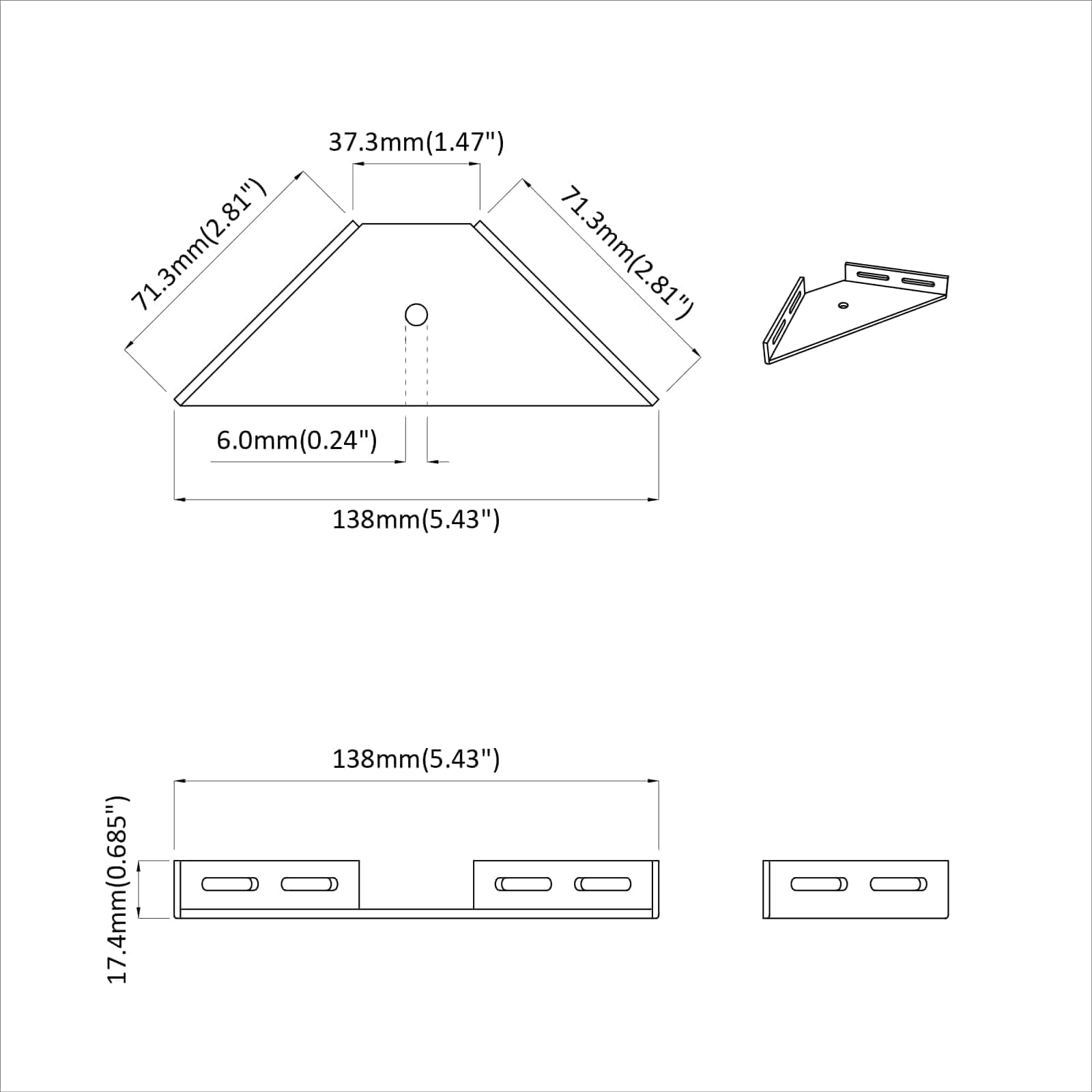 Kutni nosač 2 pcs Crna 138,5 x 50,5 x 16 mm Željezo
