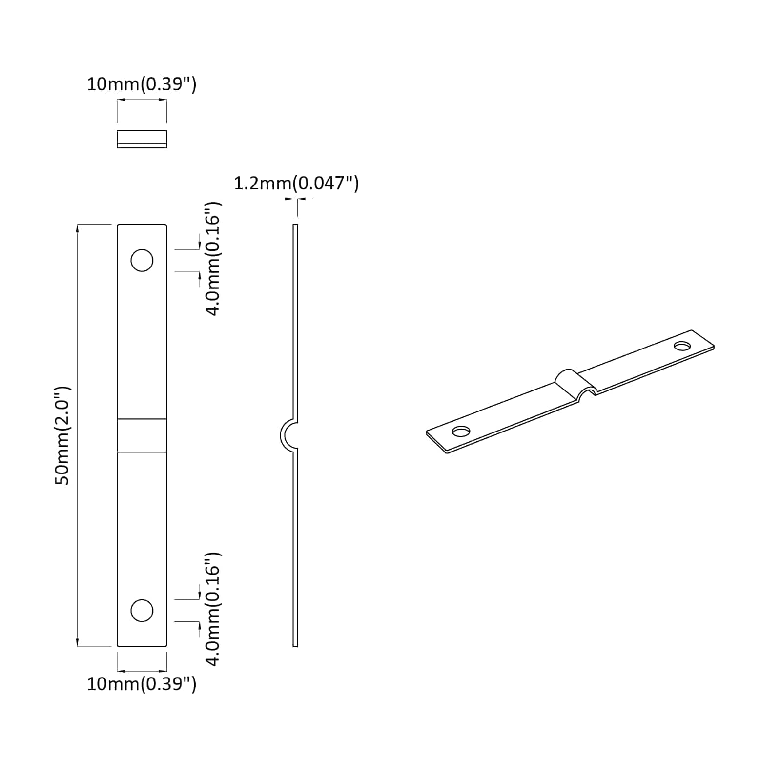 Udarna ploča 12 pcs Srebrno 50 x 10 x 1,2 mm Željezo