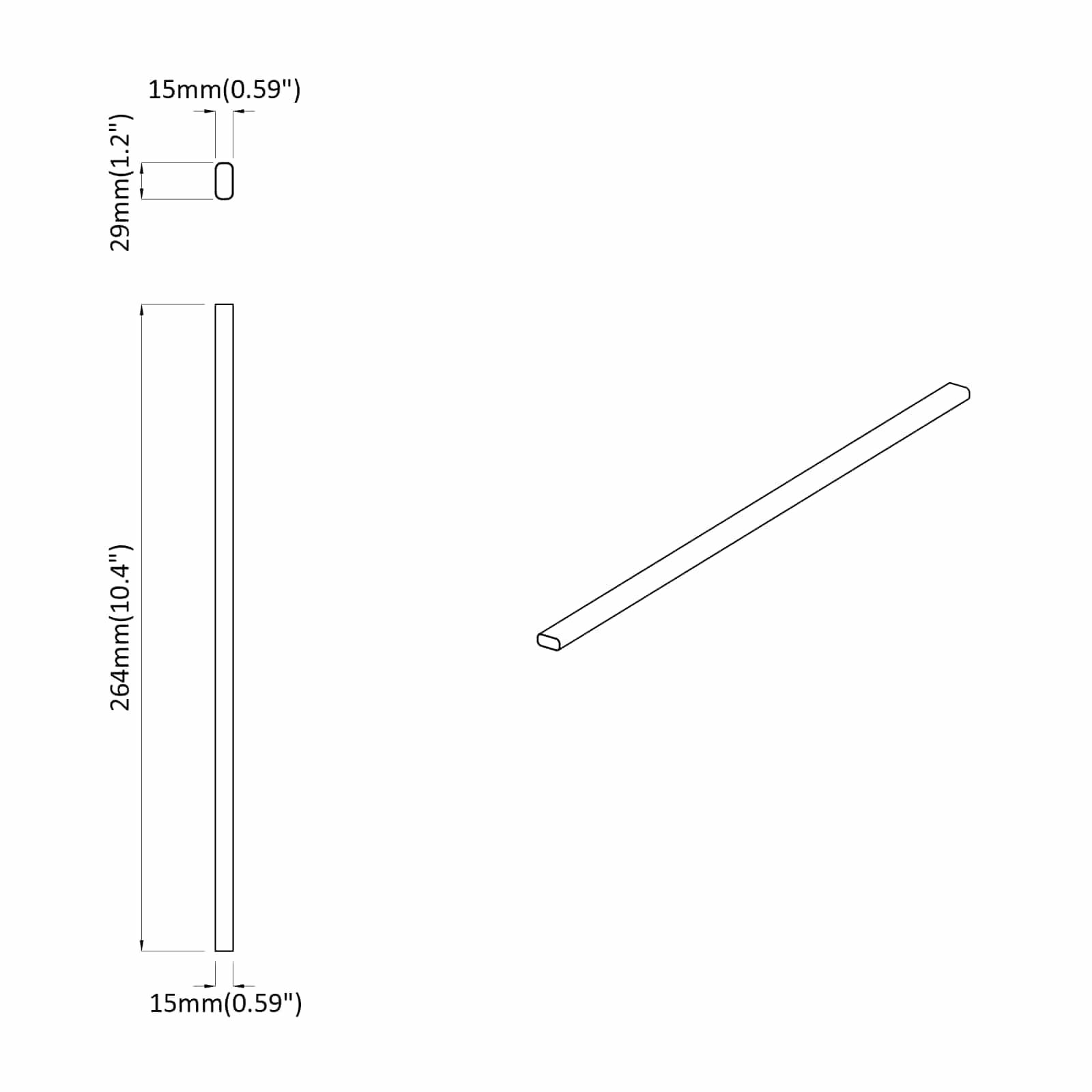 Cijev za ormar 12 pcs Srebrno 264 x 15 x 29 mm
