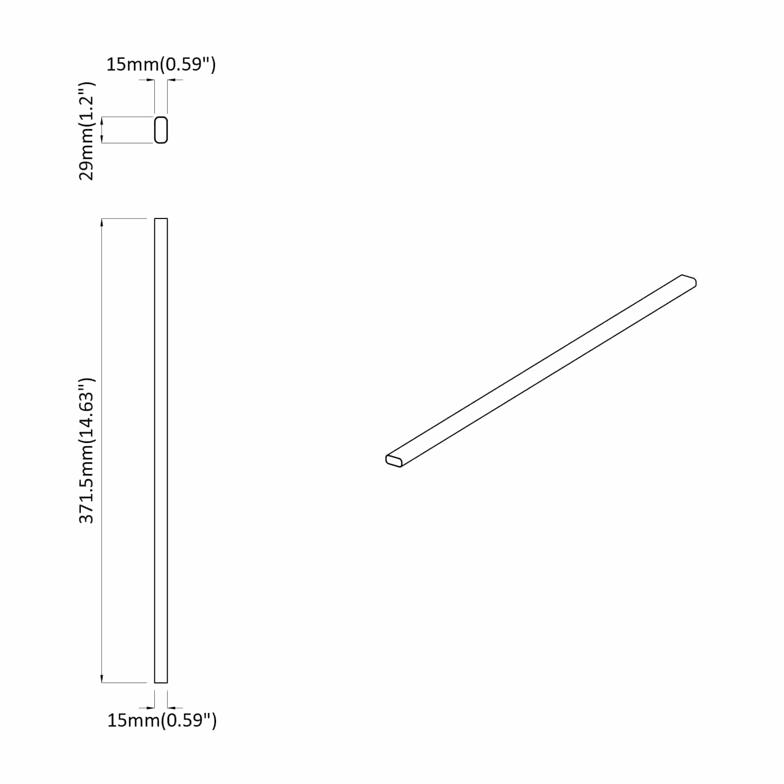 Cijev za ormar 12 pcs Srebrno 372 x 15 x 29 mm