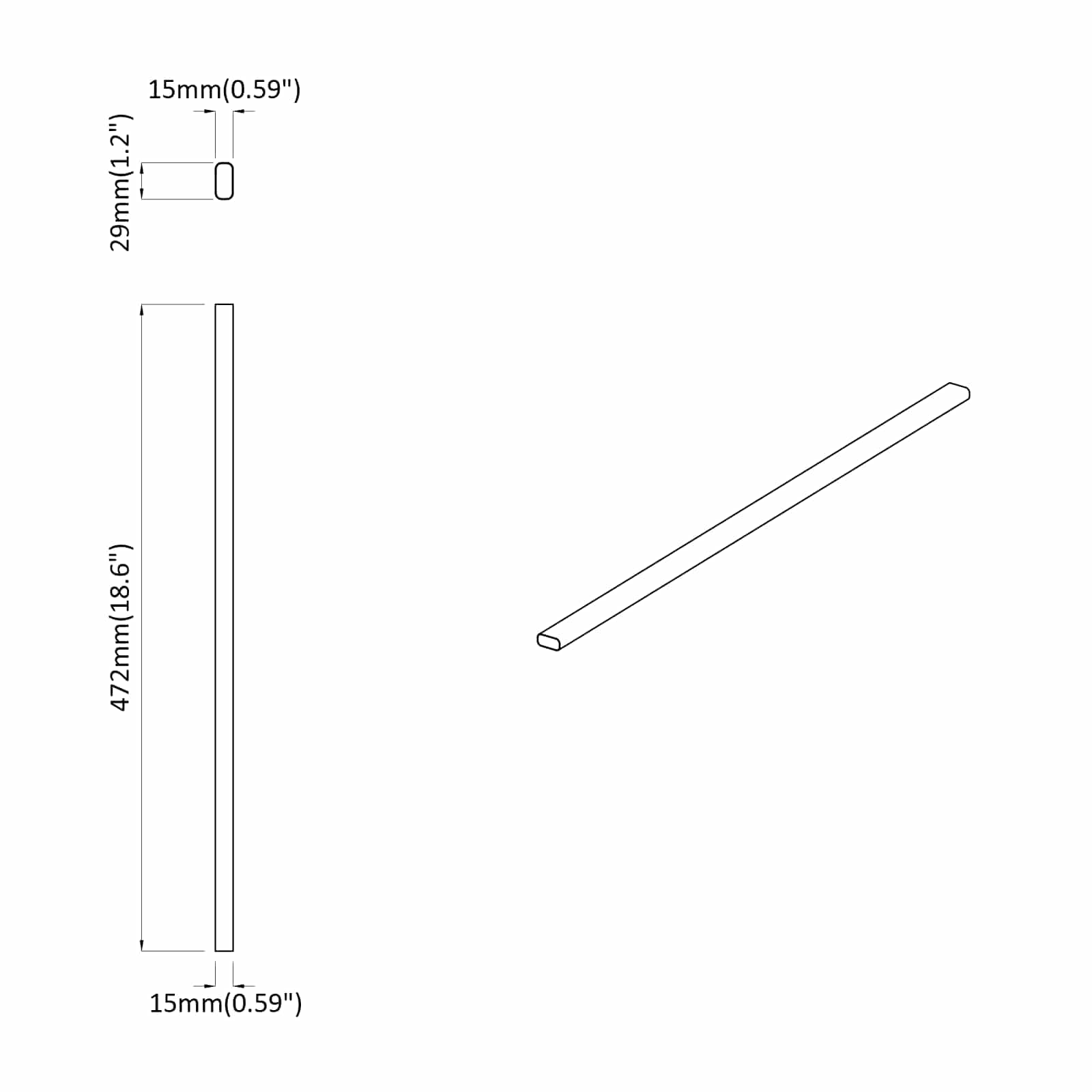 Cijev za ormar 2 pcs Srebrno 472 x 15 x 29 mm