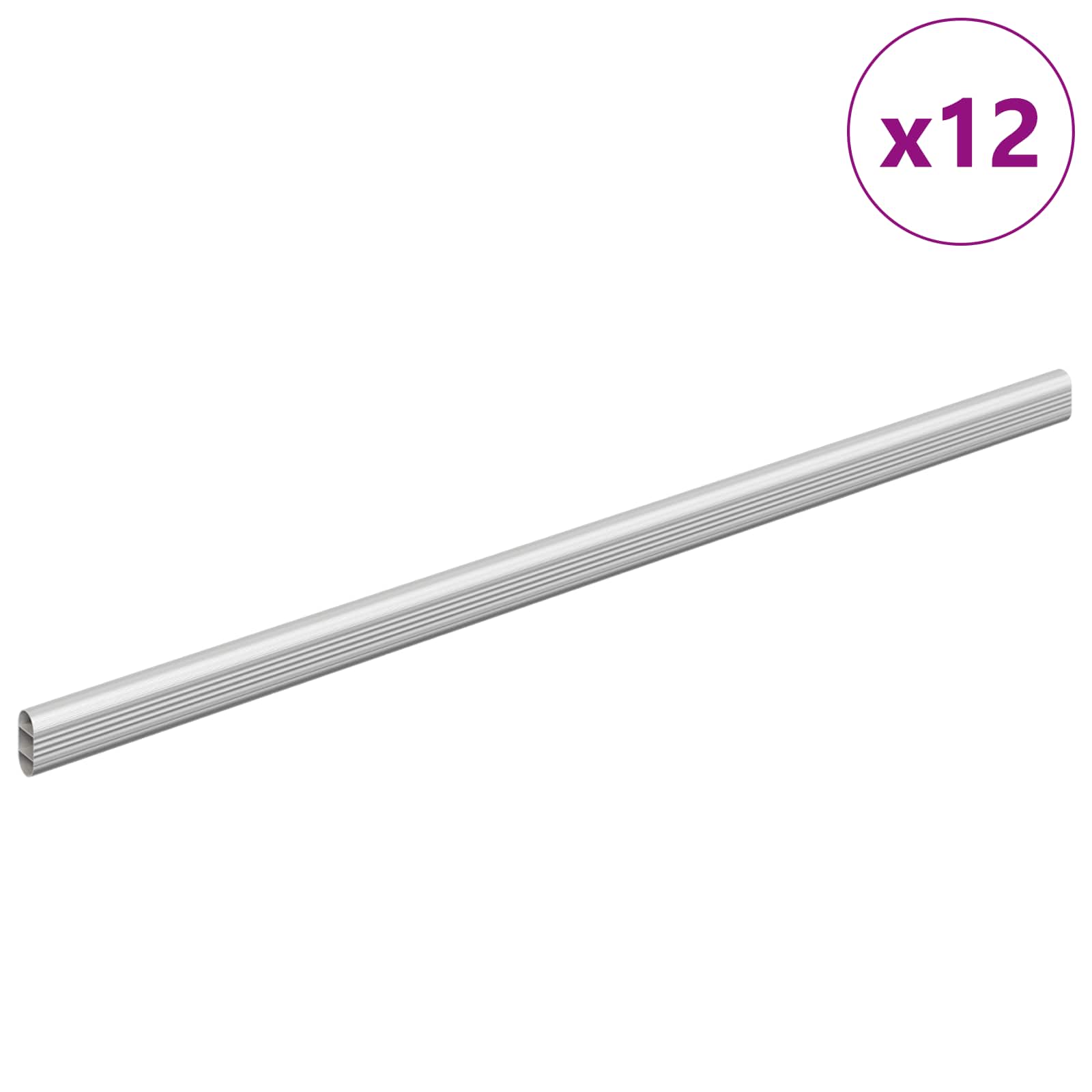 Cijev za ormar 12 pcs Srebrno 472 x 15 x 29 mm