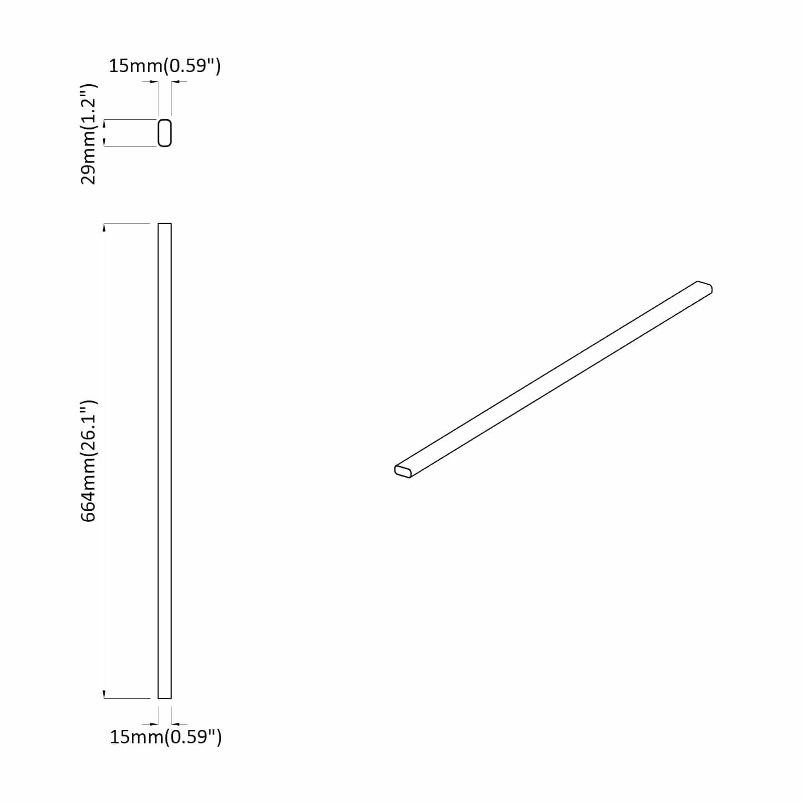Cijev za ormar 2 pcs Srebrno 664 x 15 x 29 mm