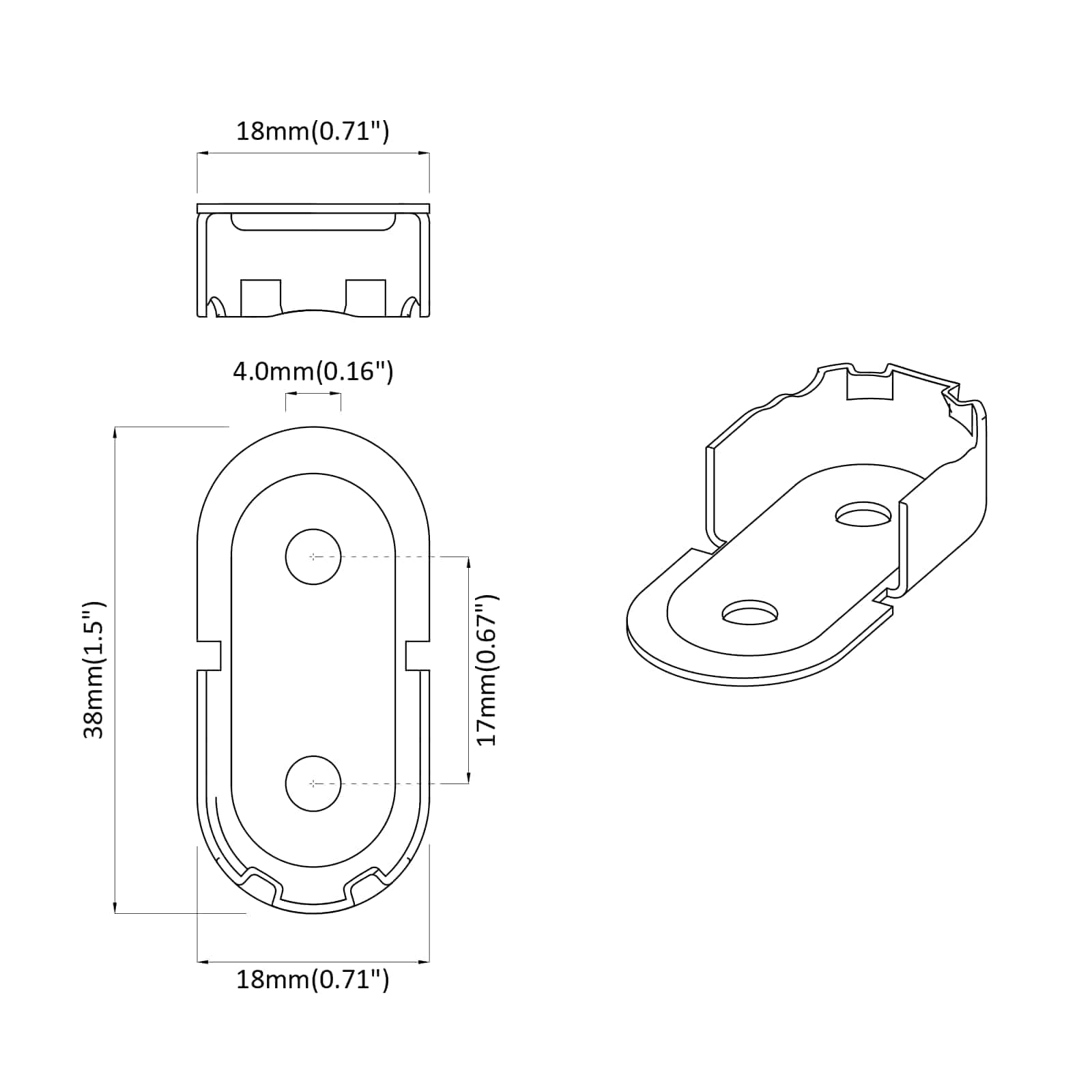 Držač za šipku u ormaru 12 pcs Bijeli cink 40 x 18 x 10 mm