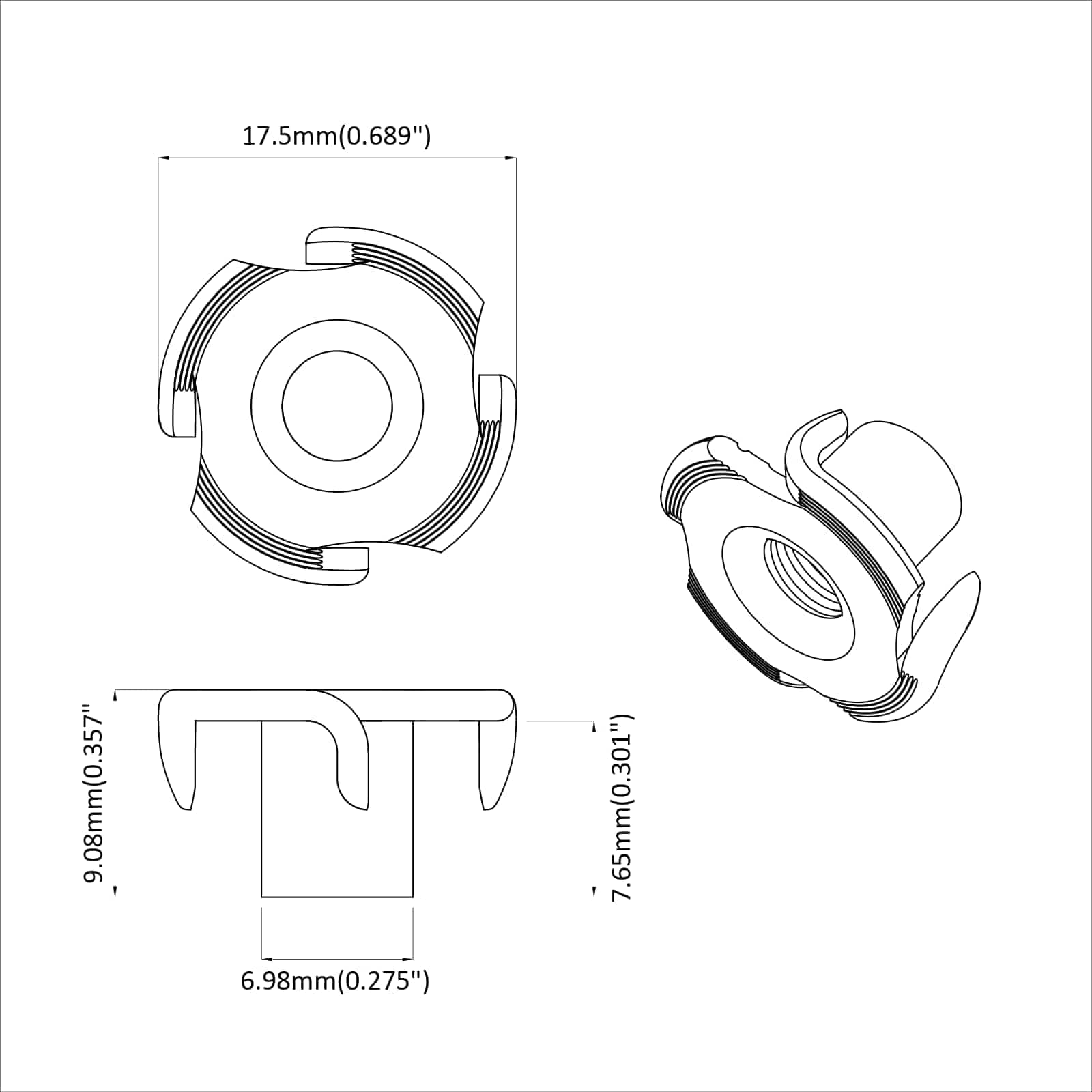 Urezana T-matica 12 pcs Srebrno M6 mm Čelik