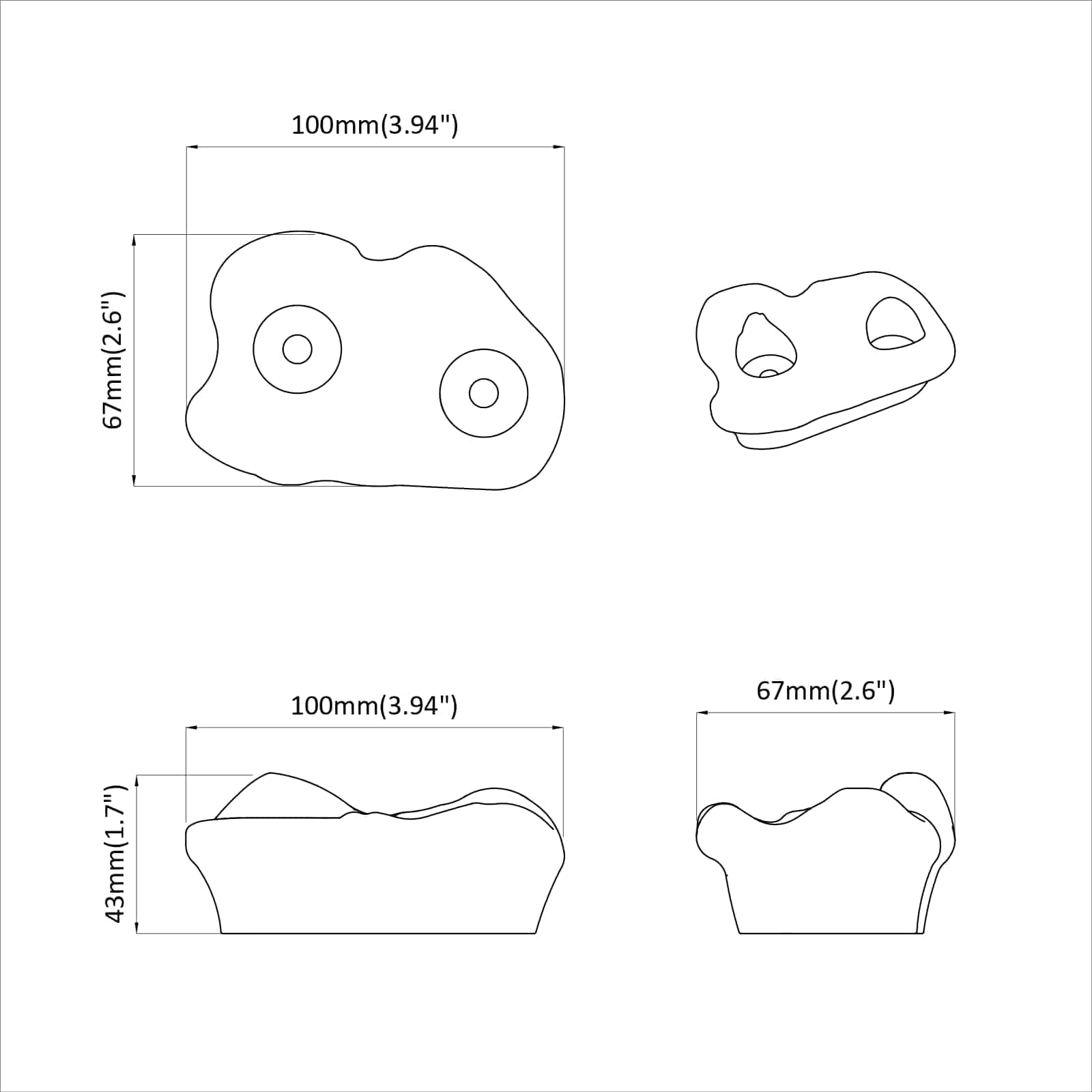 Držak za penjanje 2 pcs Žuta 100 x 67 x 43 mm PP