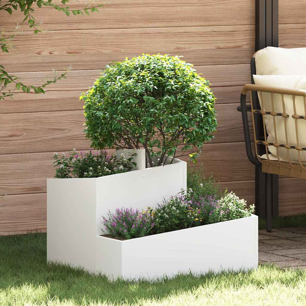 Vrtna saksija Bijelo 60 x 60 x 50 cm Čelična vrata