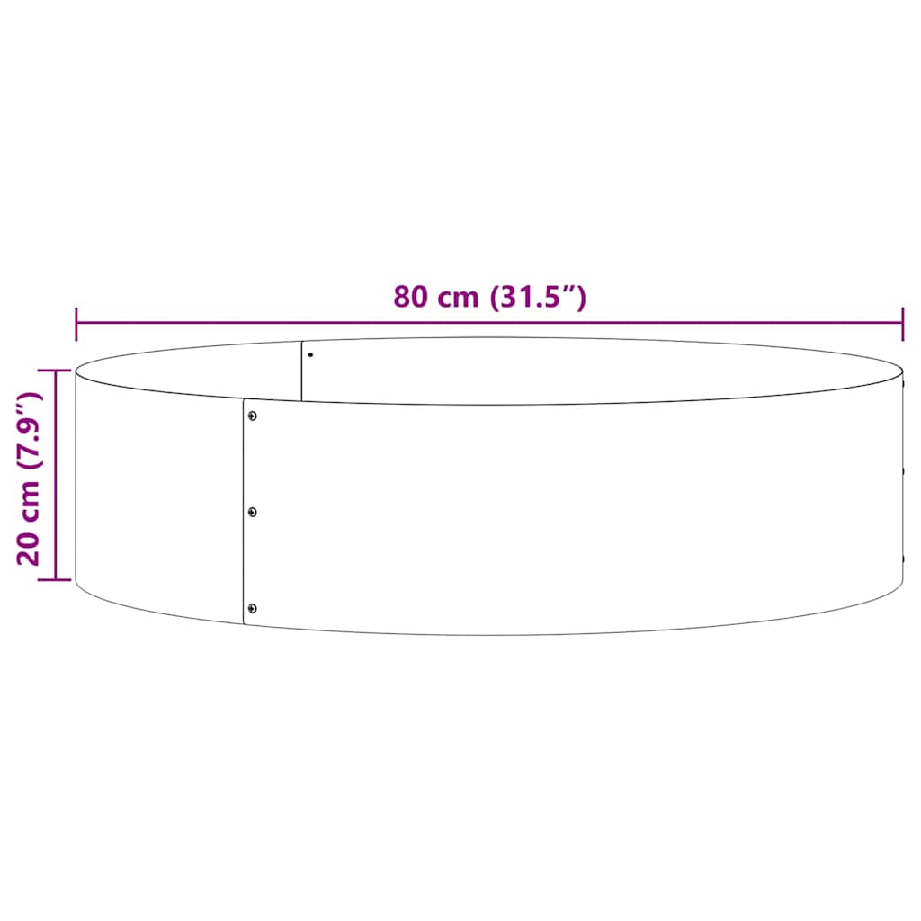 Prsten za saksiju Crna 80 x 80 x 20 cm Čelična vrata