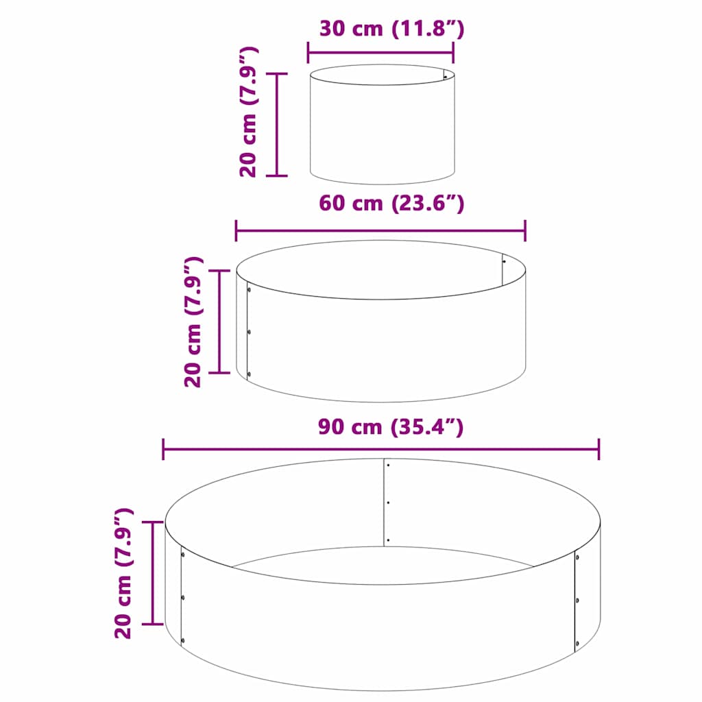 Vrtna saksija Antracit 90 x 90 x 20 cm Čelična vrata