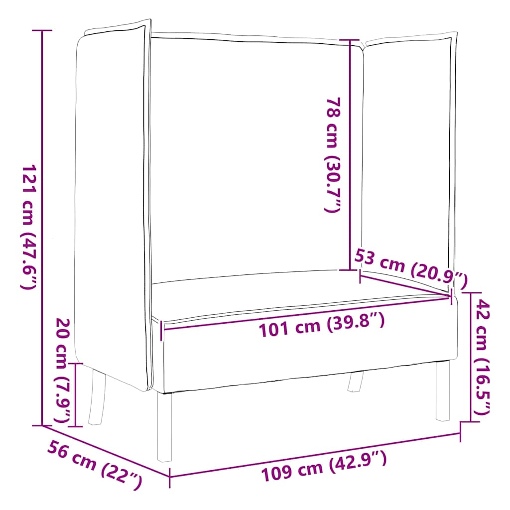 Sofa s visokim naslonom 101cm Sivo-smeđa tkanina