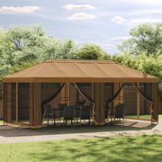 Paviljon s bočnim stranama 6 x 3 m Bež Poliester i čelik 190
