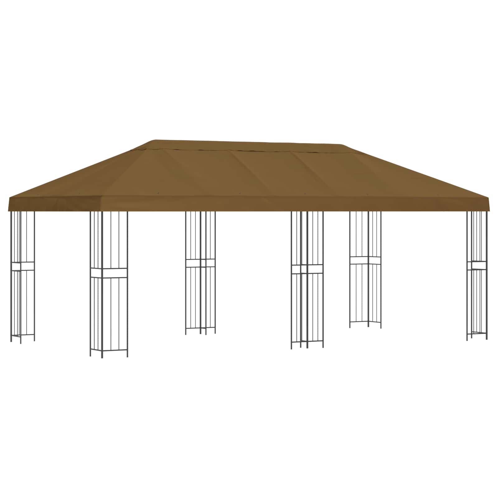 Paviljon s bočnim stranama 6 x 3 m Sivosmeđa Poliester i čelik