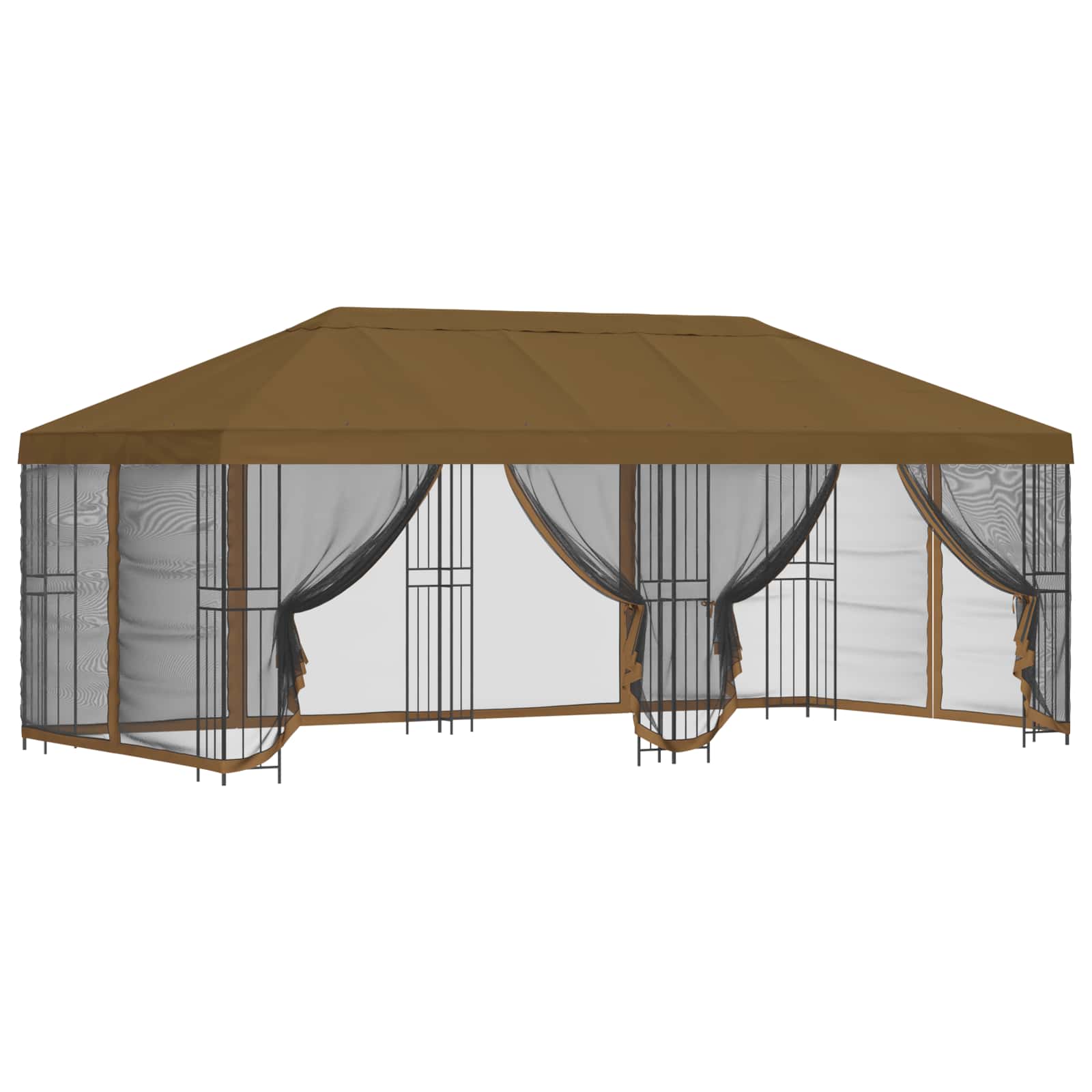 Paviljon s bočnim stranama 6 x 3 m Sivosmeđa Poliester i čelik
