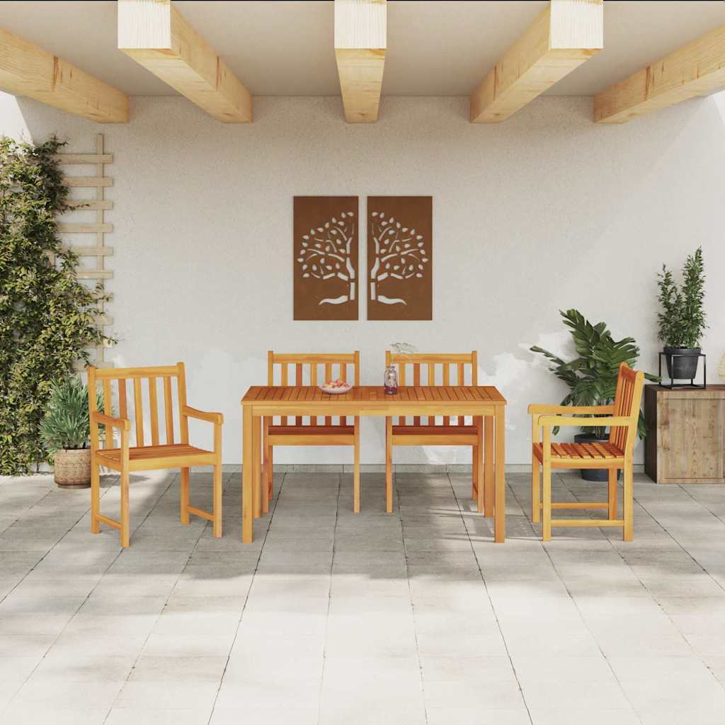 Vrtni set za objed 5 kom. Smeđa Čvrsto drvo akacije 140 x 80 x 74 cm