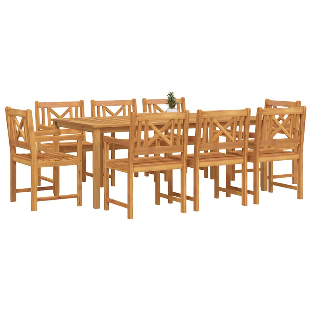Vrtni set za objed 9 kom. 8-sjedala Smeđa Čvrsto drvo akacije 200 x 100 x 74 cm