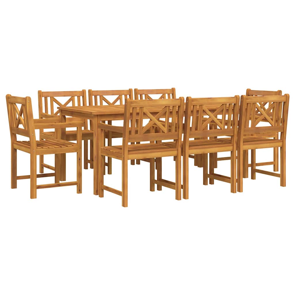 Vrtni set za objed 9 pcs Smeđa Čvrsto drvo akacije
