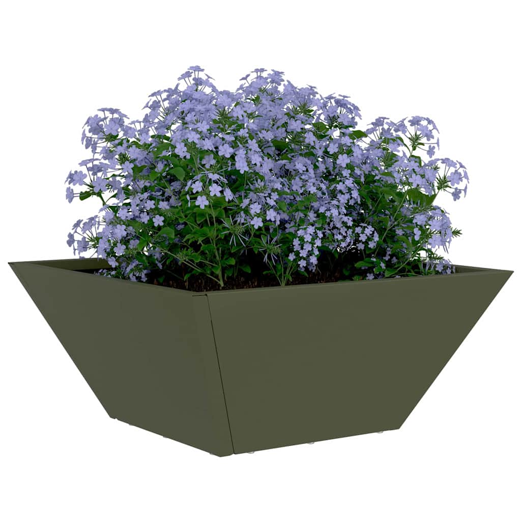 Vrtna saksija Maslinasto zelena 35 x 35 x 15 cm Čelična vrata
