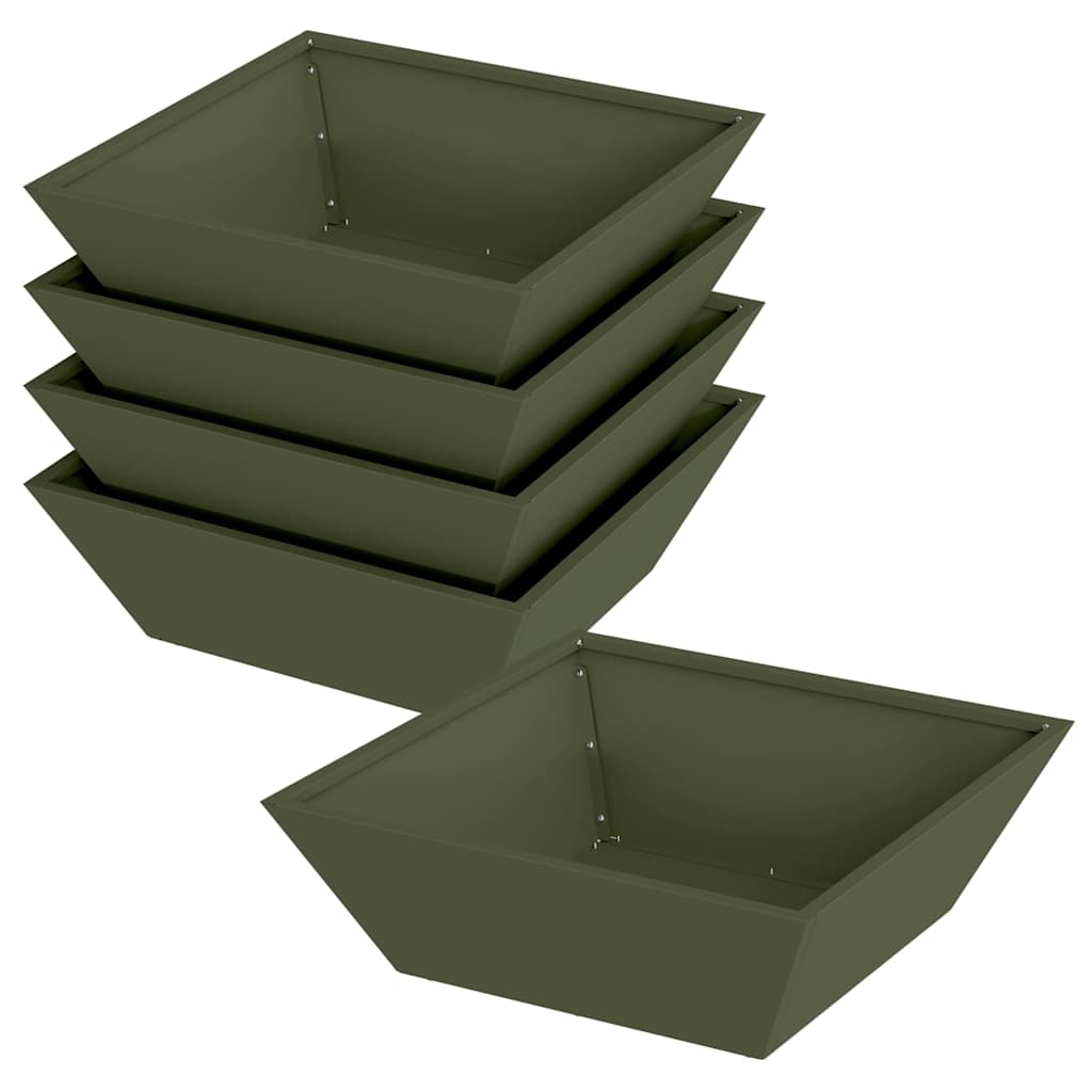 Vrtna saksija 5 pcs Maslinasto zelena 50 x 50 x 15 cm