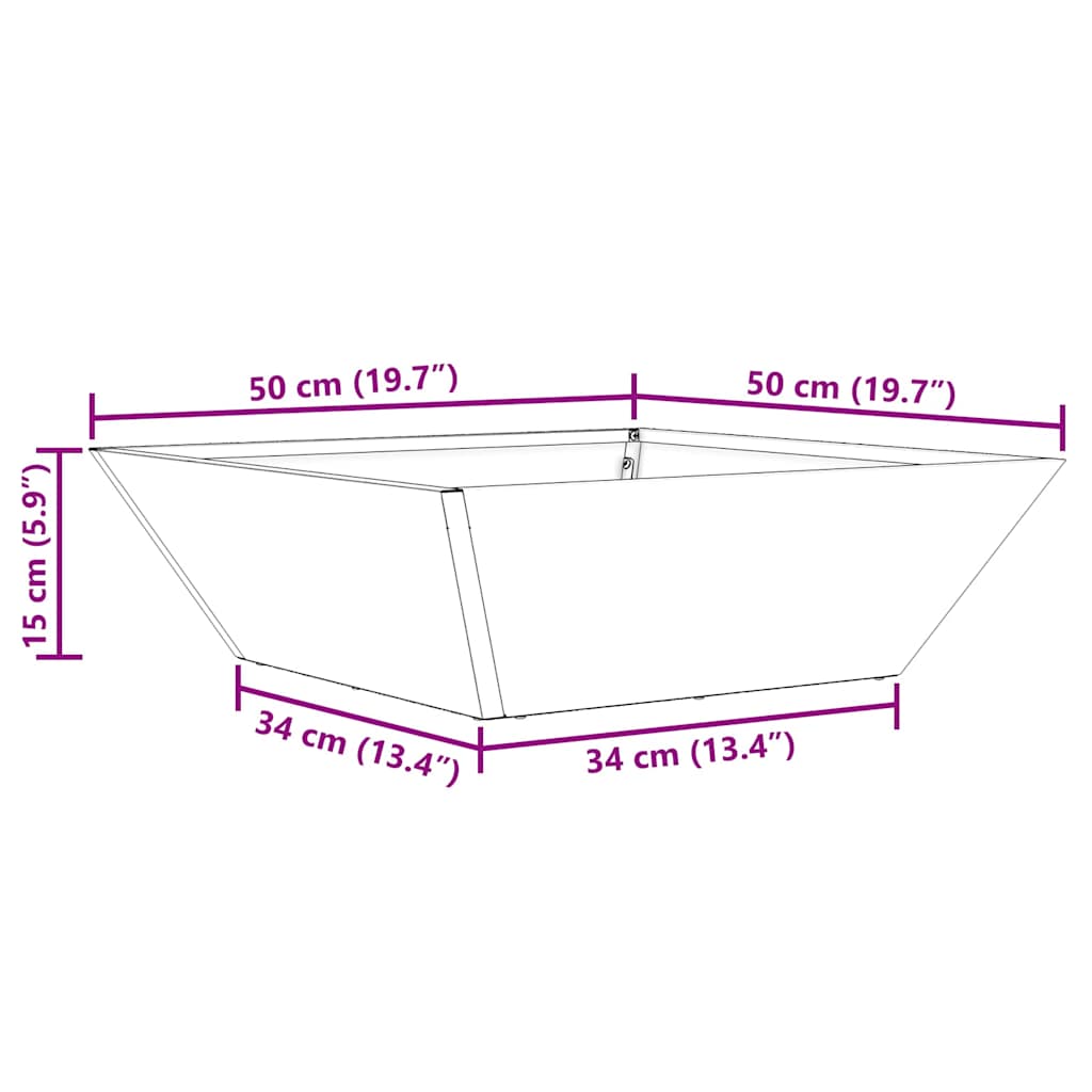Vrtna saksija 5 pcs Rđa 50 x 50 x 15 cm