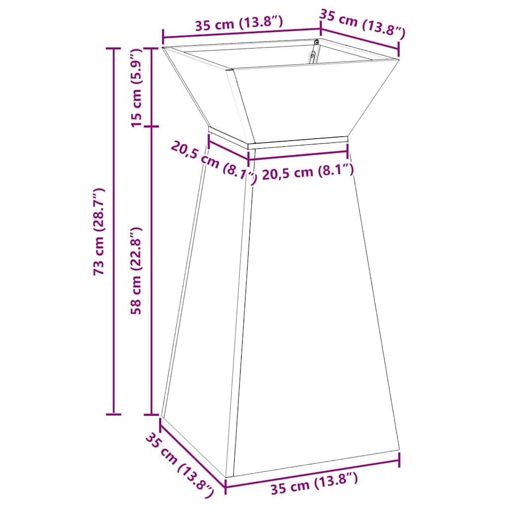 Stup saksija Crna 35 x 35 x 73 cm