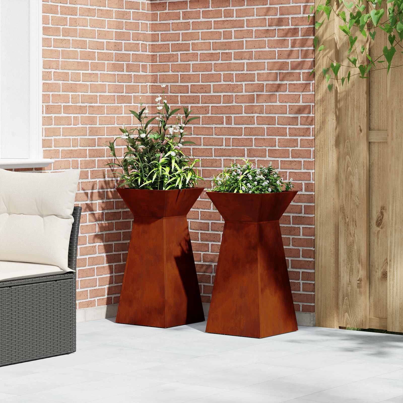 Stup saksija 2 pcs Srebrno 35 x 35 x 73 cm