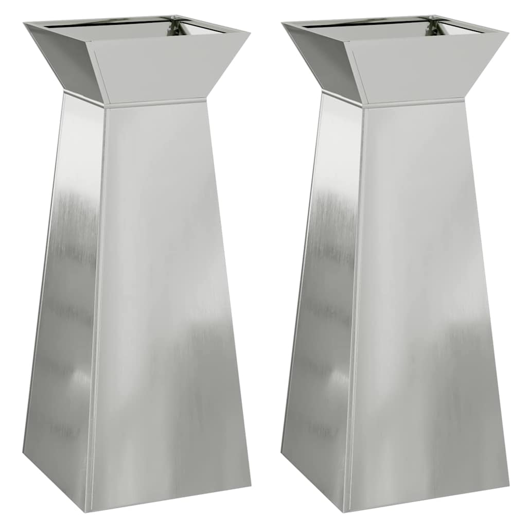 Stup saksija 2 pcs Srebrno 40 x 40 x 100 cm