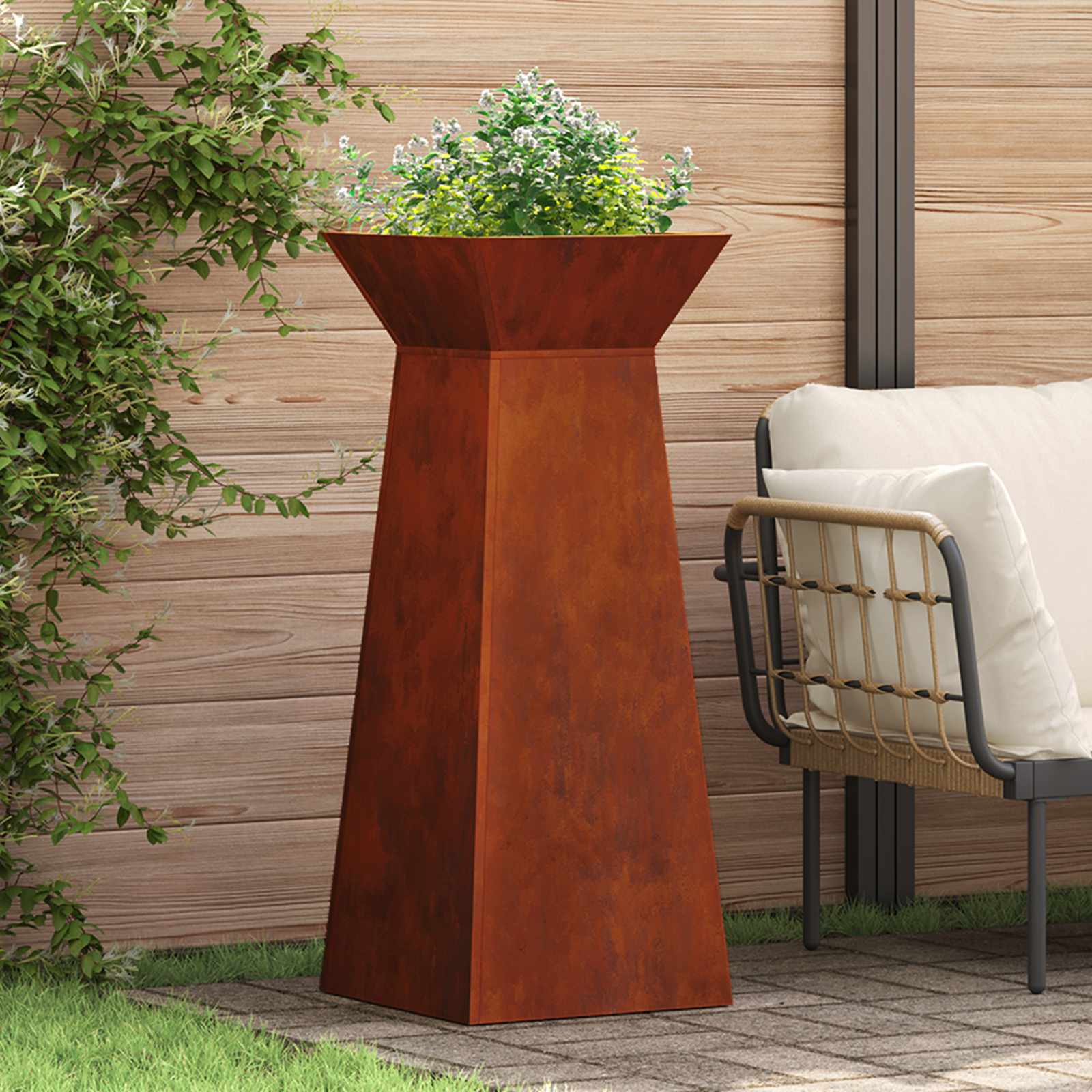 Stup saksija 2 pcs Srebrno 40 x 40 x 100 cm