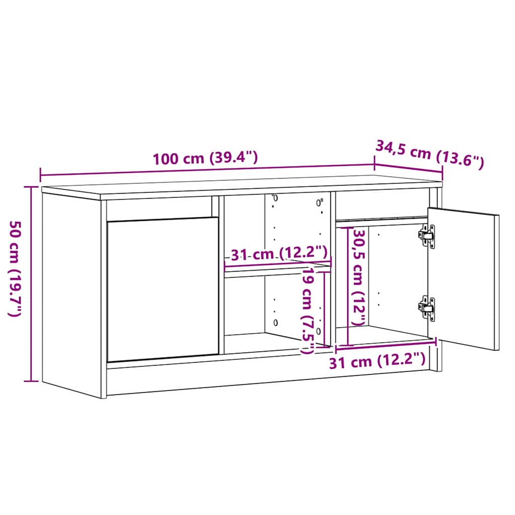TV Jedinice Smeđa 100 x 34 x 50 cm Konstruirano drvo