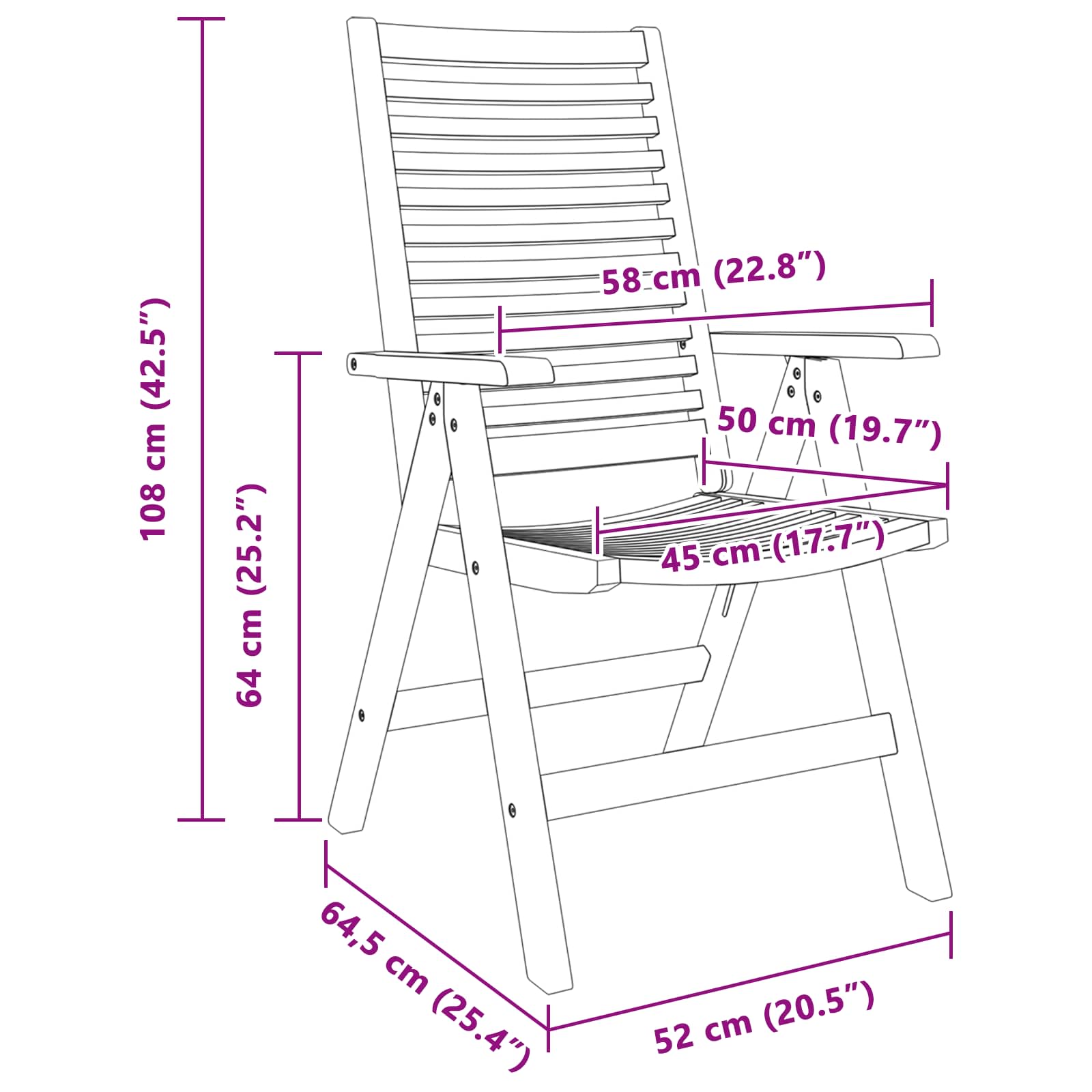 Stolica 4 pcs Smeđa 64.5 x 52 x 108 cm Čvrsto teak drvo