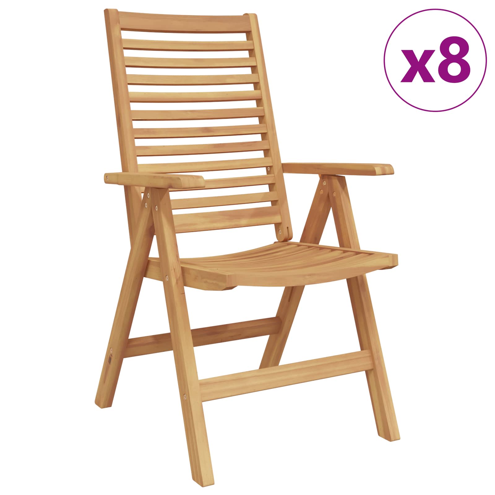 Stolica 8 pcs Smeđa 64.5 x 52 x 108 cm Čvrsto teak drvo