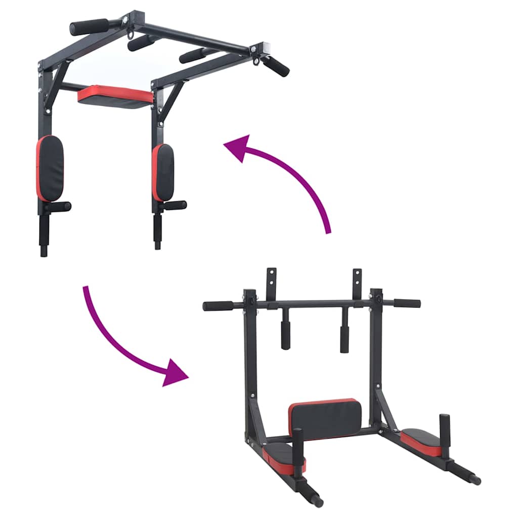 Stalak za zgibove i dipove Crna i crvena 89 x 59 x 70 cm