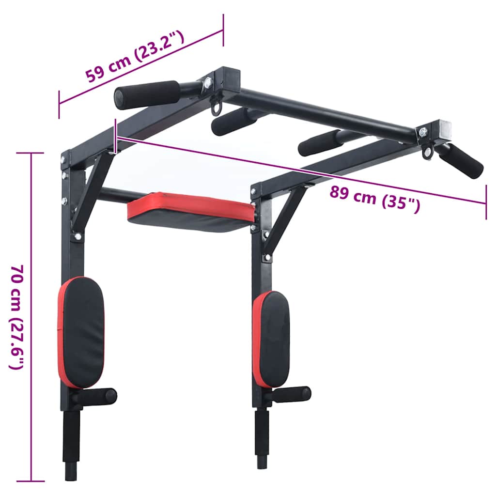 Stalak za zgibove i dipove Crna i crvena 89 x 59 x 70 cm
