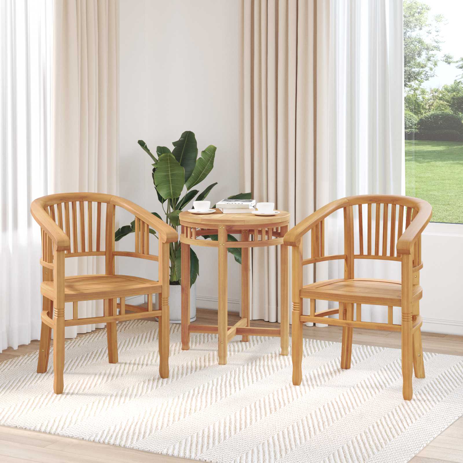 Stolica 2 pcs Smeđa 63 x 58 x 89 cm Čvrsto teak drvo