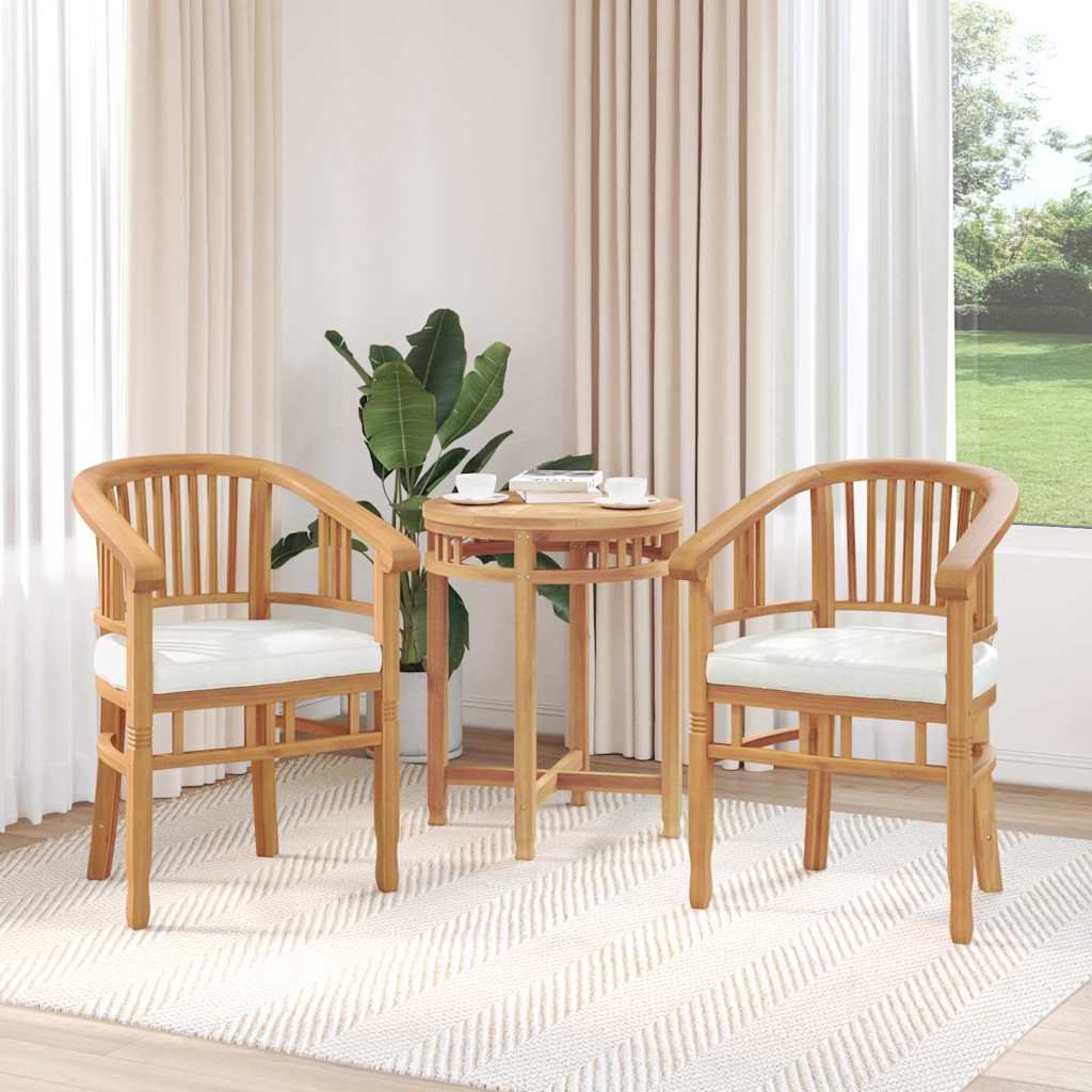 Stolica s jastukom 2 pcs Smeđa 63 x 58 x 89 cm Čvrsto teak drvo