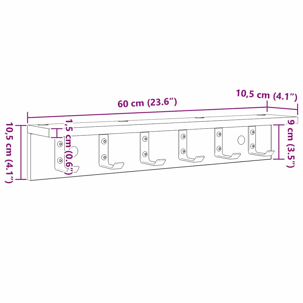 Vješalica za kapute na zidu Betonski sivi 60 x 10,5 x 10,5 cm