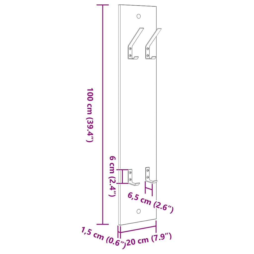 Vješalica za kapute na zidu Betonski sivi 20 x 1,5 x 100 cm