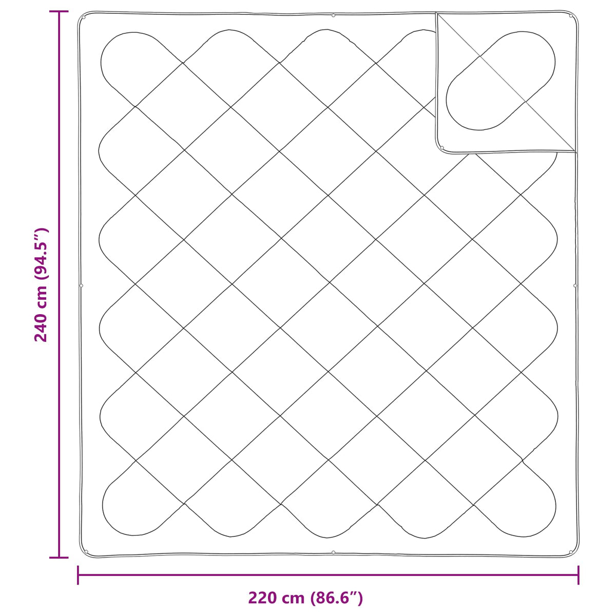 Duvet s jastucima s jastukom 3 kom. Bijela Mikrovlakna 240 x 220 cm,50 x 70 cm