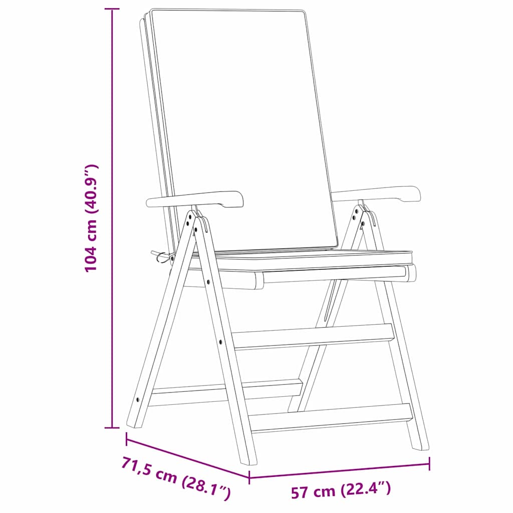 Vrtna stolica 8 pcs Smeđa i siva 57 x 71,5 x 104 cm
