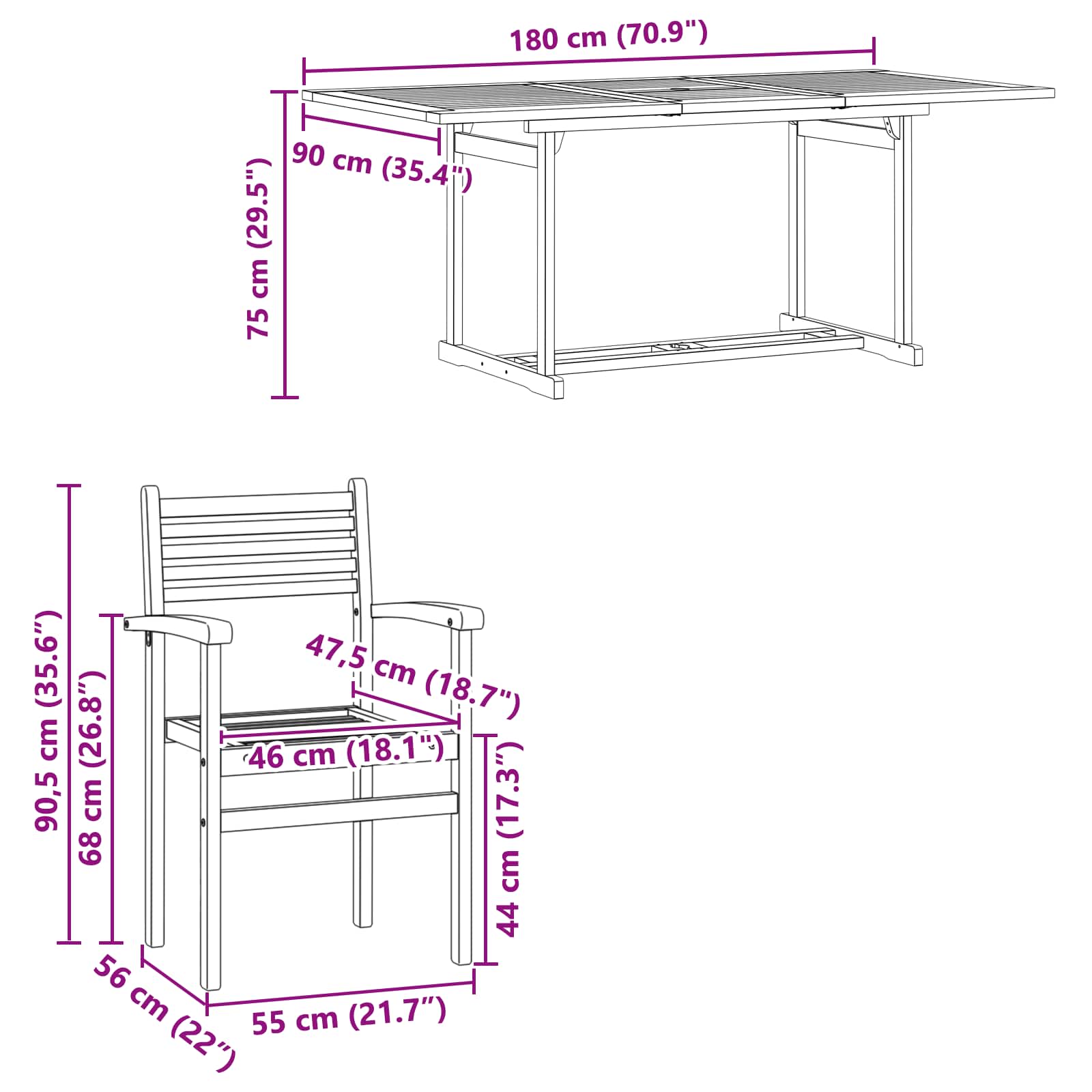 Vrtni set za objed 7 pcs Smeđa Čvrsto teak drvo
