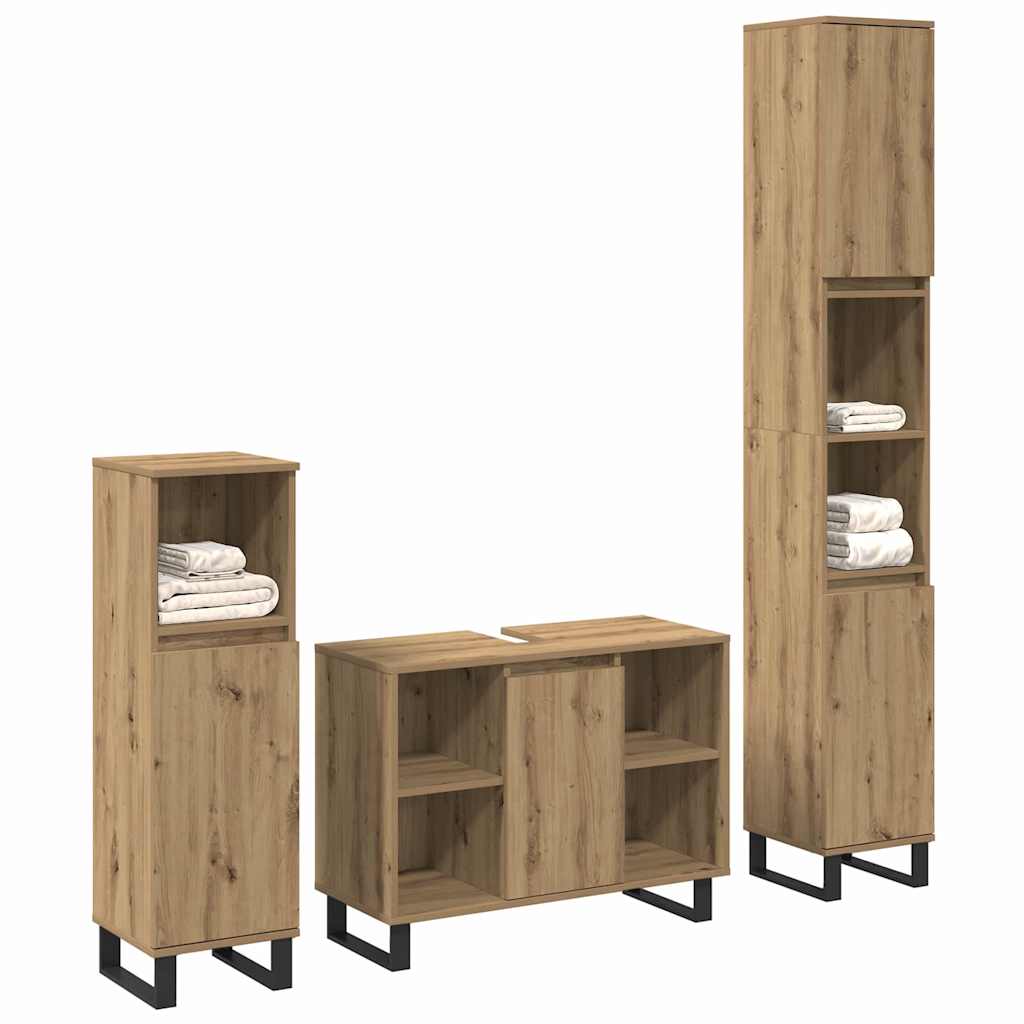 Set namještaja za kupaonicu 3 pcs Smeđa Konstruirano drvo