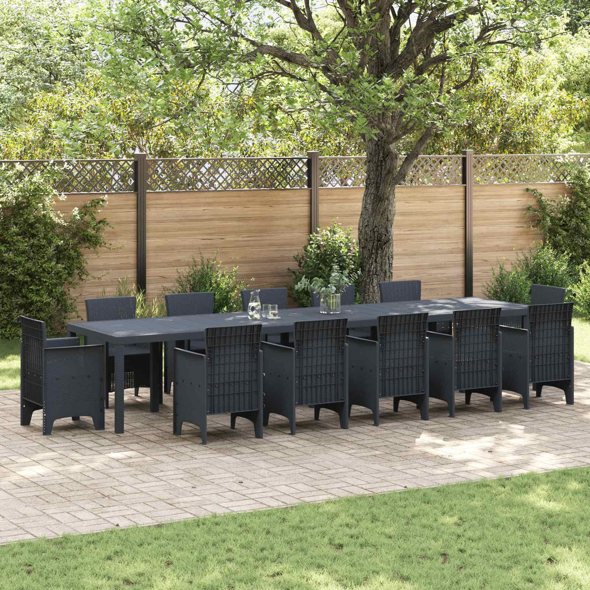 Stol za vrt Antracit 400 x 100 x 73 cm poliratan