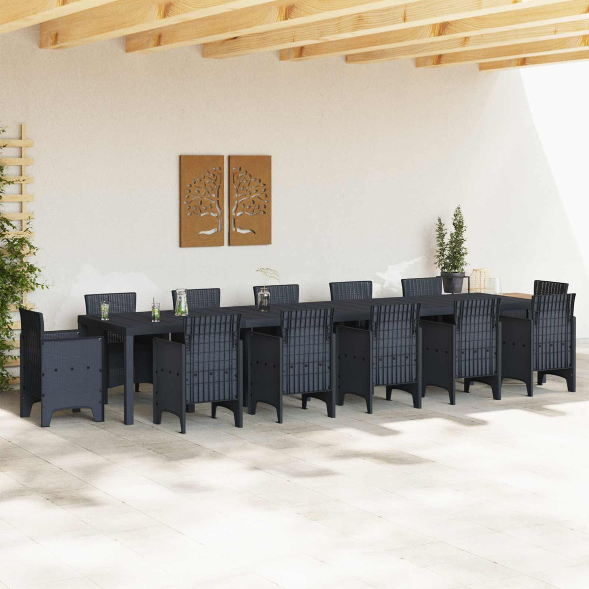 Stol za vrt Antracit 400 x 100 x 73 cm poliratan