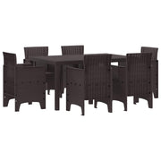 Vrtni set za objed 7 pcs Smeđa Polt ratan