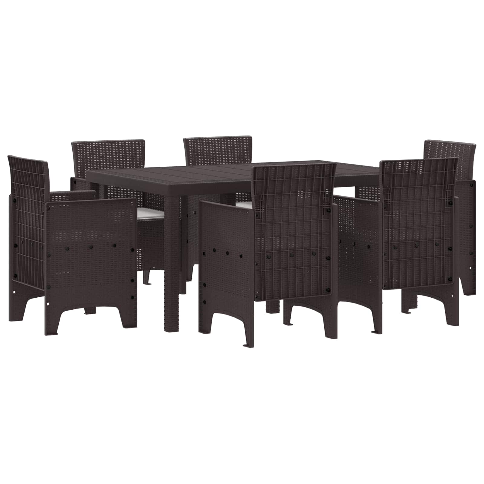 Vrtni set za objed 7 pcs Smeđa Polt ratan