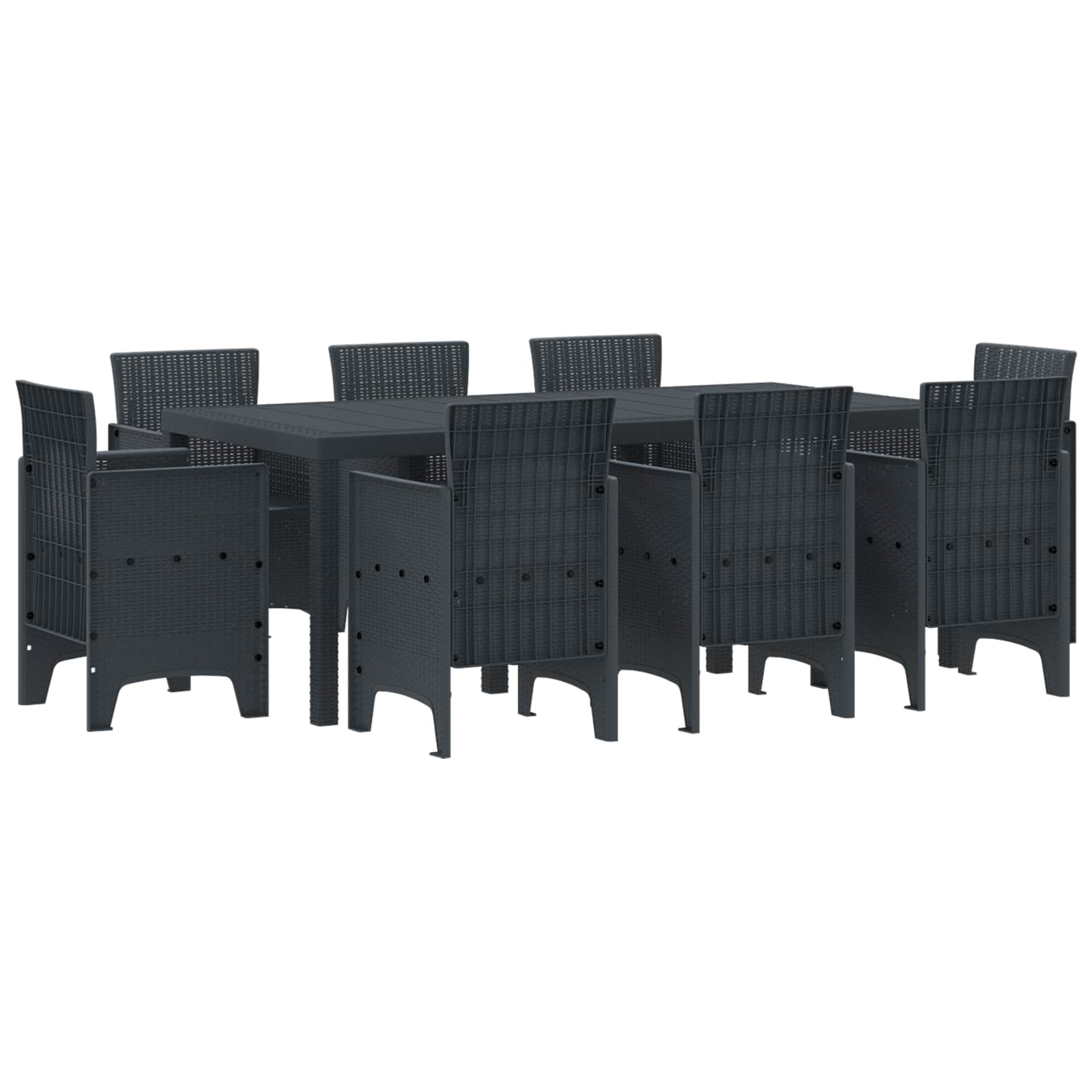Vrtni set za objed 9 pcs Antracit Polipropilen