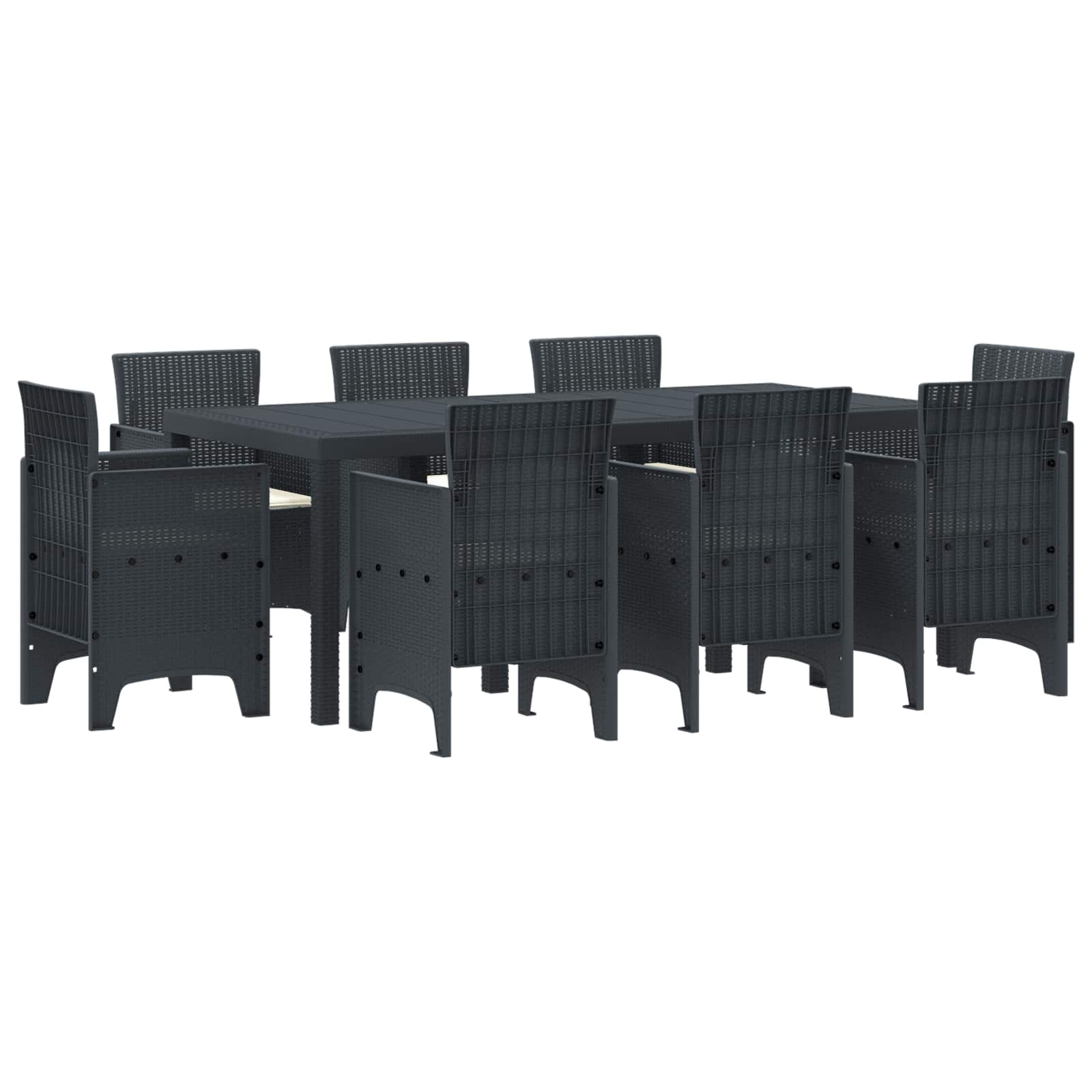 Vrtni set za objed 9 pcs Antracit Polipropilen
