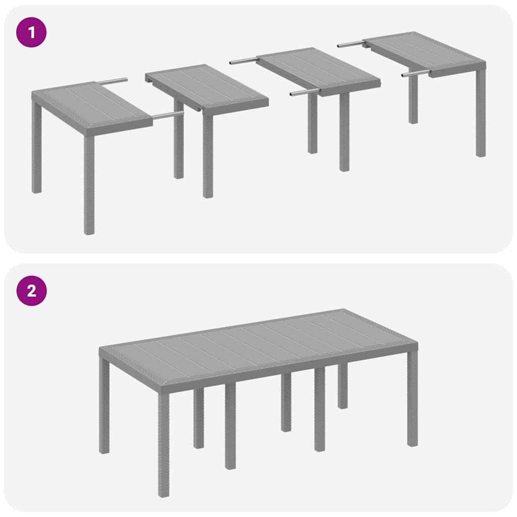 Vrtni set za objed 9 pcs Svjetlosiva Polipropilen